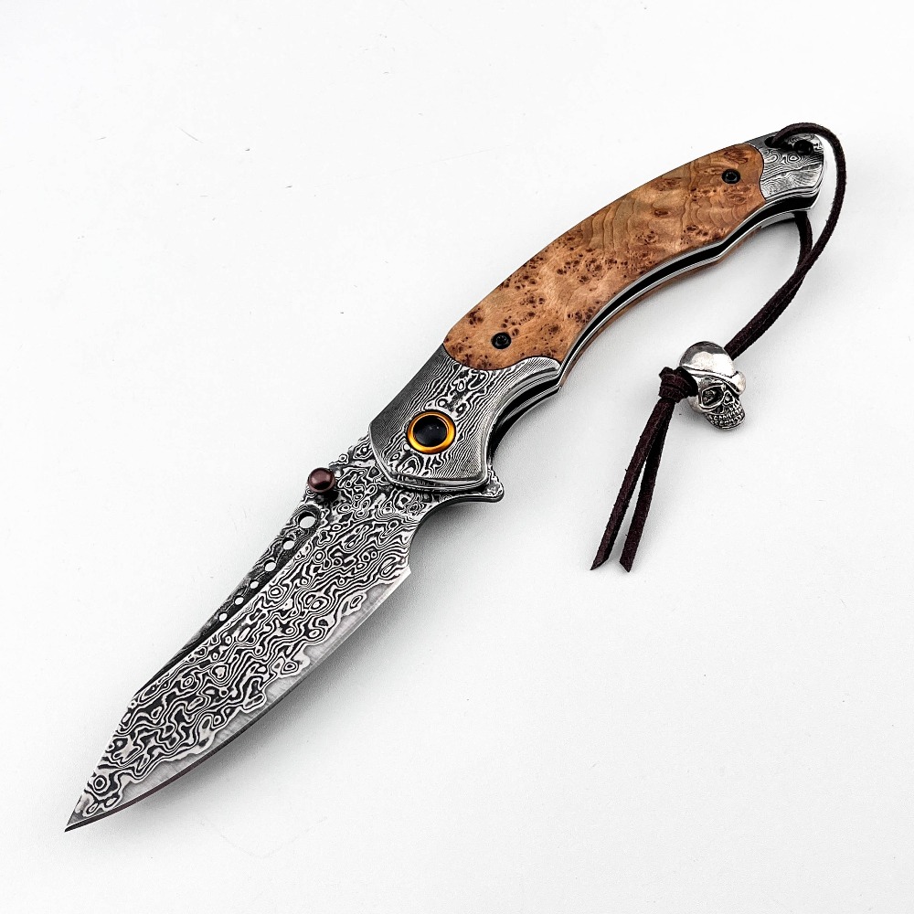 Vintage Collectible Knife - Coltello Pieghevole con Motivo Damascato ad