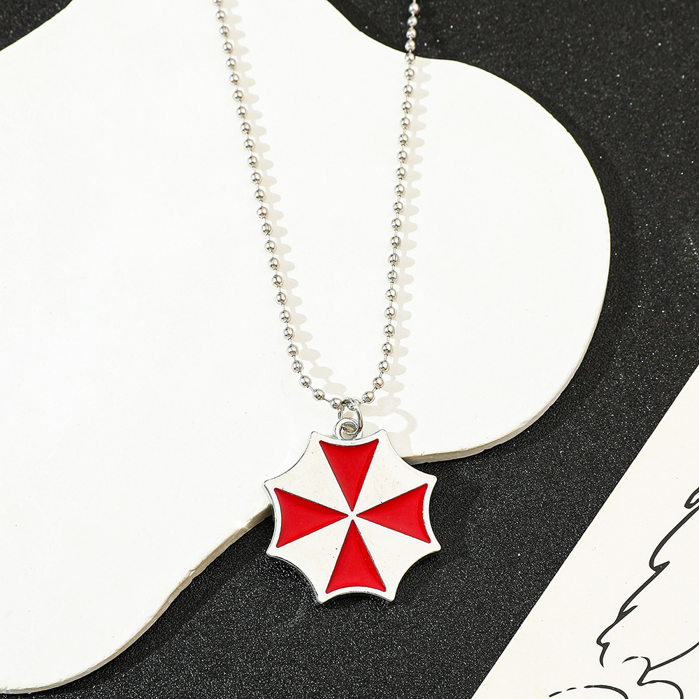 Vintage Necklace - Collana con Ciondolo Ombrello Rosso Vintage,
