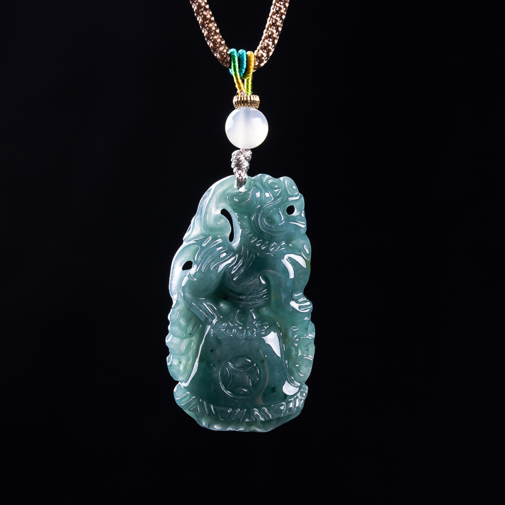 Vintage Necklace - Ciondolo Pixiu in Giadeite Birmana, Talismani