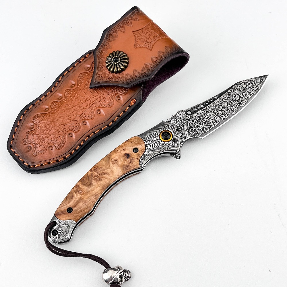 Vintage Collectible Knife - Coltello Pieghevole con Motivo Damascato ad